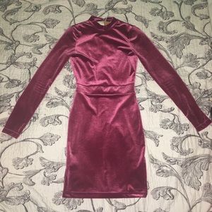 Hot pink velvet mini dress